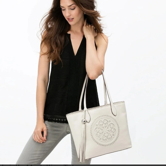 BRIGHTON Gabriella Medallion Tote minimilst LOGO quiet luxury office - Picture 1 of 16